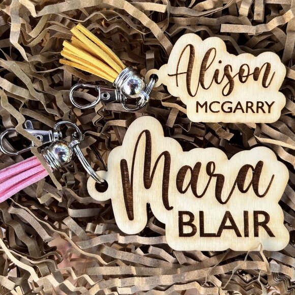 Custom Wooden Personalized Keychain with Tassel - Picture 1 of 6